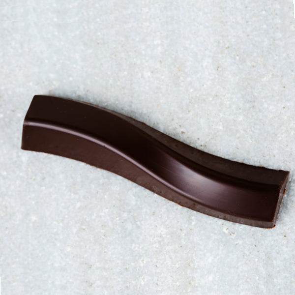 Tempered Chocolate swirled, rectangular chocolate bar in dark and milk chocoalte.